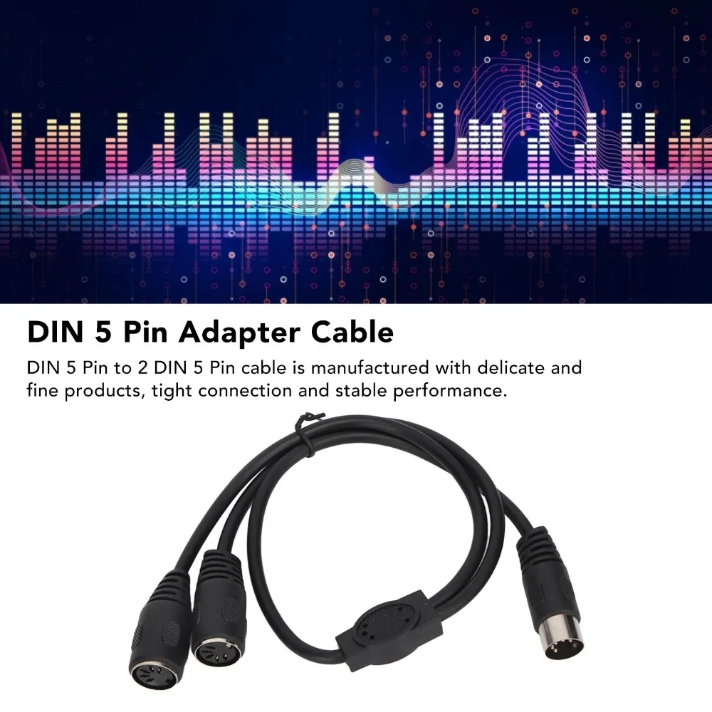 High Accuracy DIN 5 Pin Male to 2 DIN 5 Pin Female Cable 1.6ft MIDI Sync Breakout Cable Y Splitter Cable Audio Signal Routing