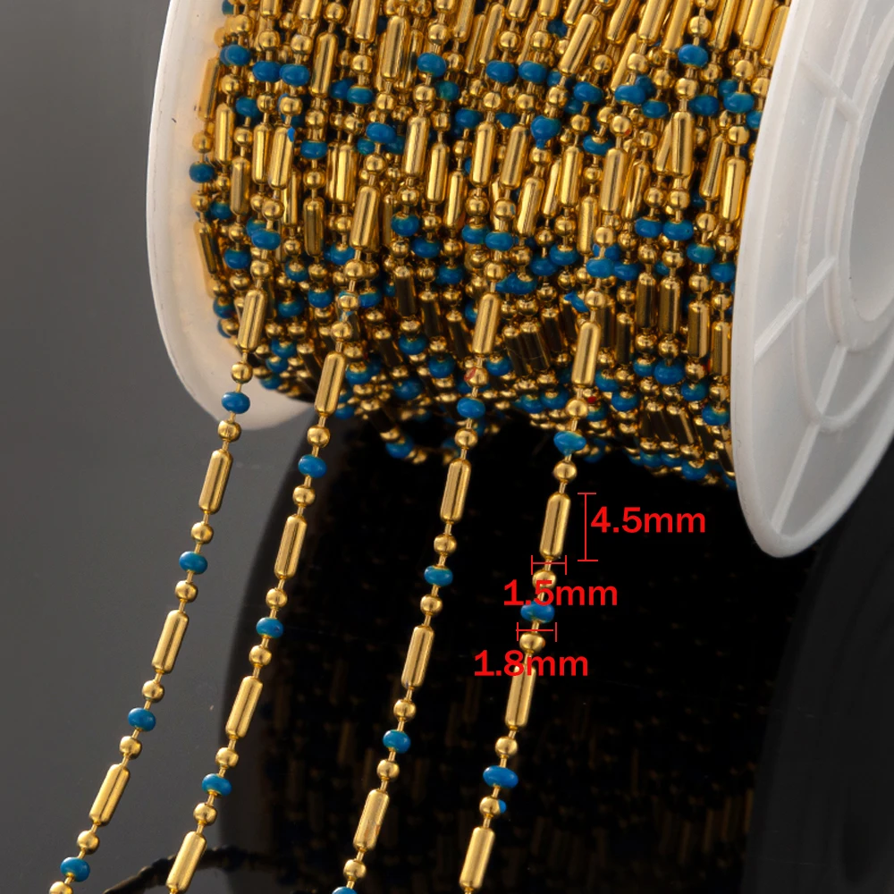 1 Meter Stainless Steel Enamel Beads Chains For DIY Handmade Necklaces Bracelets Jewelry Making Supplies Accessories Material