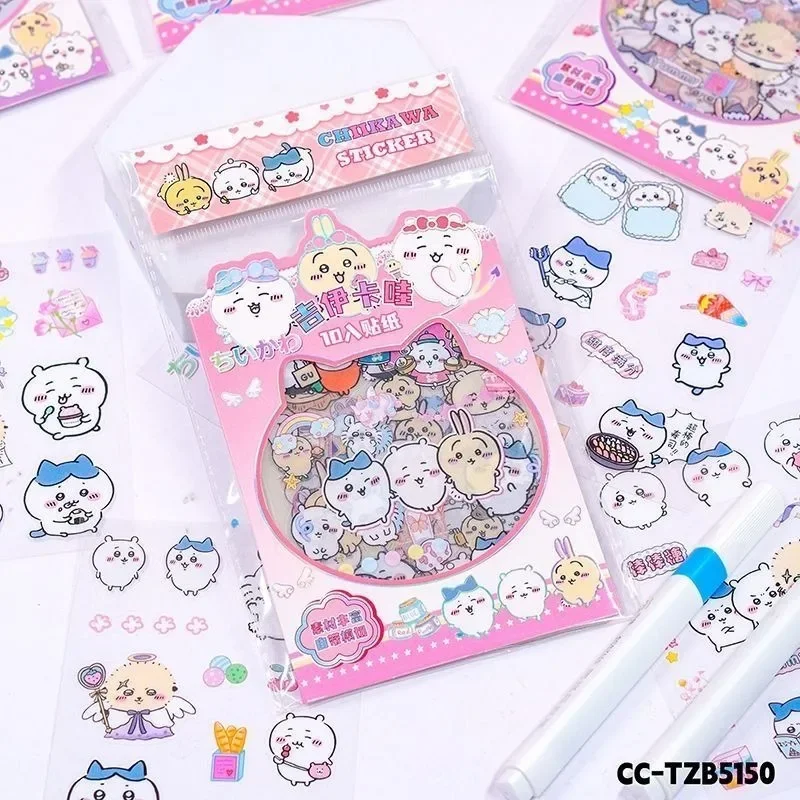 100pcs/pack Kawaii Chiikawa Usagi Stickers Cute Cartoon Hachiware Waterproof Transparent Handbook Decorative Sticker Kids Gifts