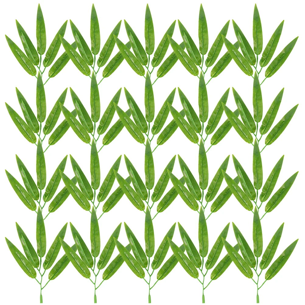 

30 Pcs Artificial Bamboo Leaves Decoration Faux Green Leaf Stems for Home Garden Party Crafts Reusable Non Fade