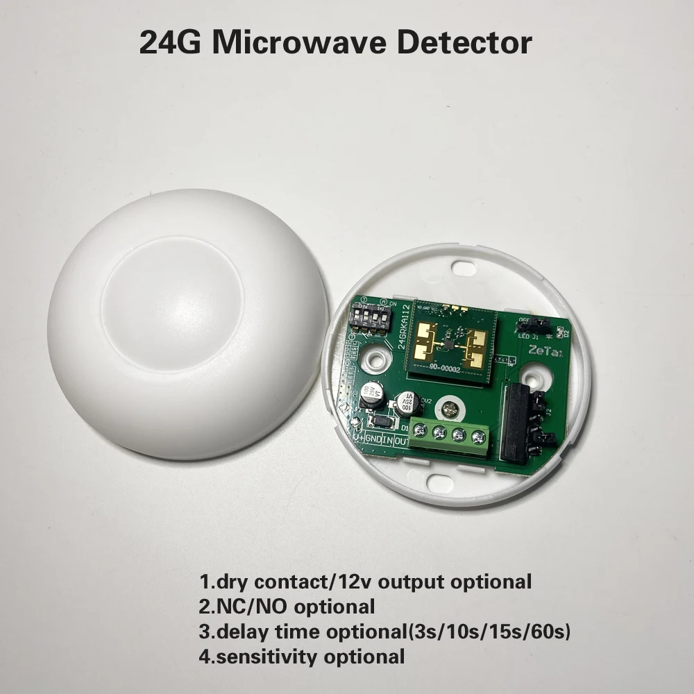 

24Ghz Microwave Detector Wire Indoor Ceiling Human Movement Sensor 9-24V Relay NC NO Output Optional Delay Time Adjustment