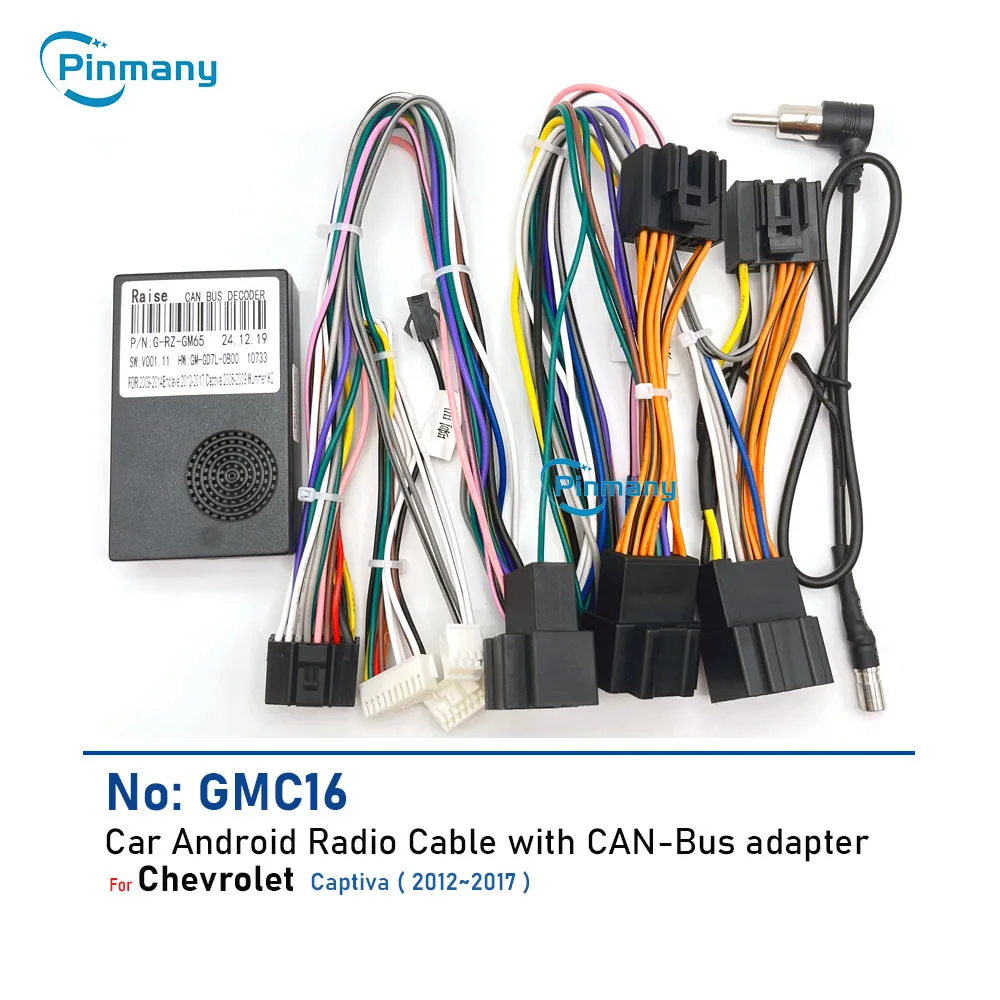 Car Radio Cable Android Head Unit 16-Pin Power Wiring Harness Adapter CAN Bus Decoder GMC16 for Chevrolet Captiva 2009~2017