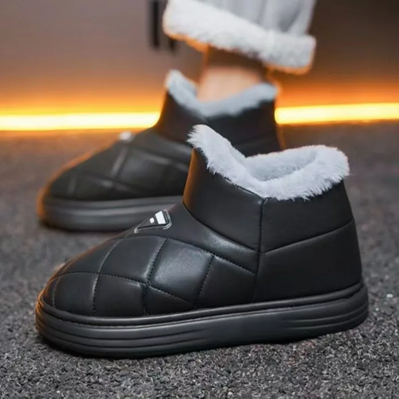 

Unisex Suede Winter Boots Men Slip on Plushed Warmed Boots for Men Comfy Ankle Boots Man Big Size Botas Para Hombre