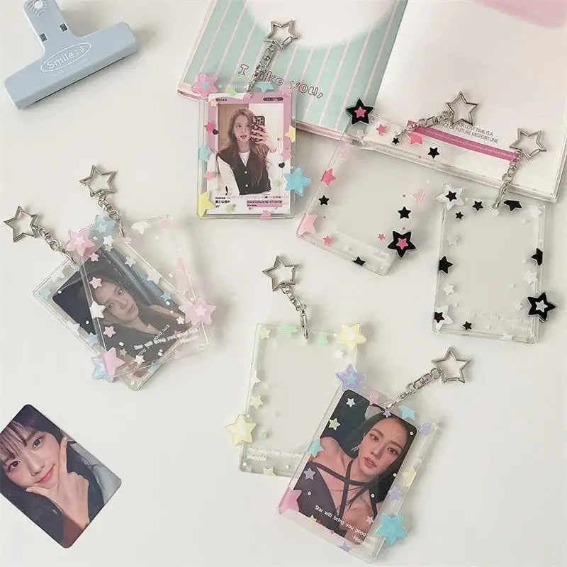 لطيف ملون ستار 3 بوصة حامل بطاقة الصور المعبود تخزين الصور عرض واقية قلادة منظم البطاقات الهدايا #6