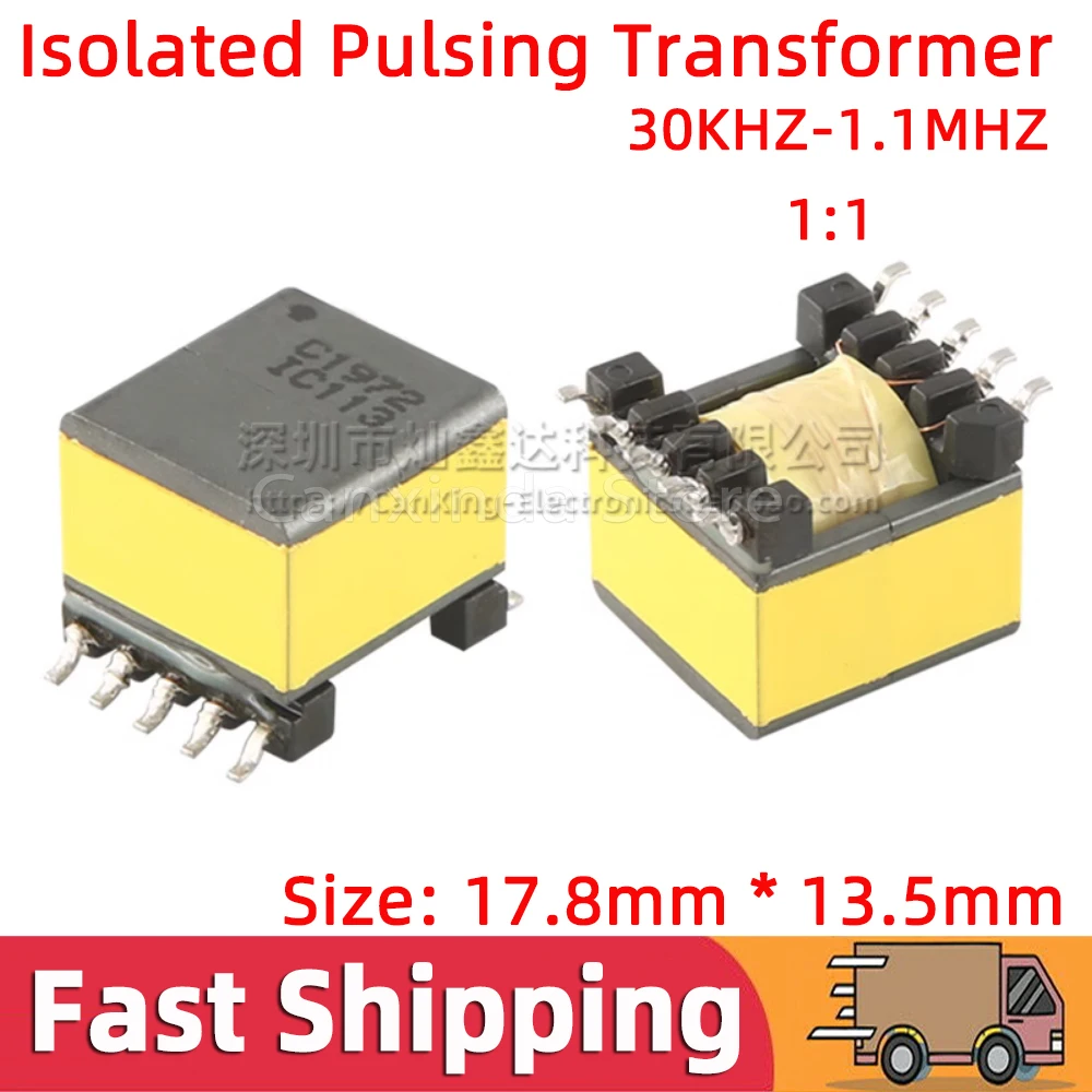 2pcs C1972 EP13 30KHZ-1.1MHZ High Frequency Pulsing Transformer 5mH Turns Ratio 1:1 Isolated ADSL Line Coupling Transformer