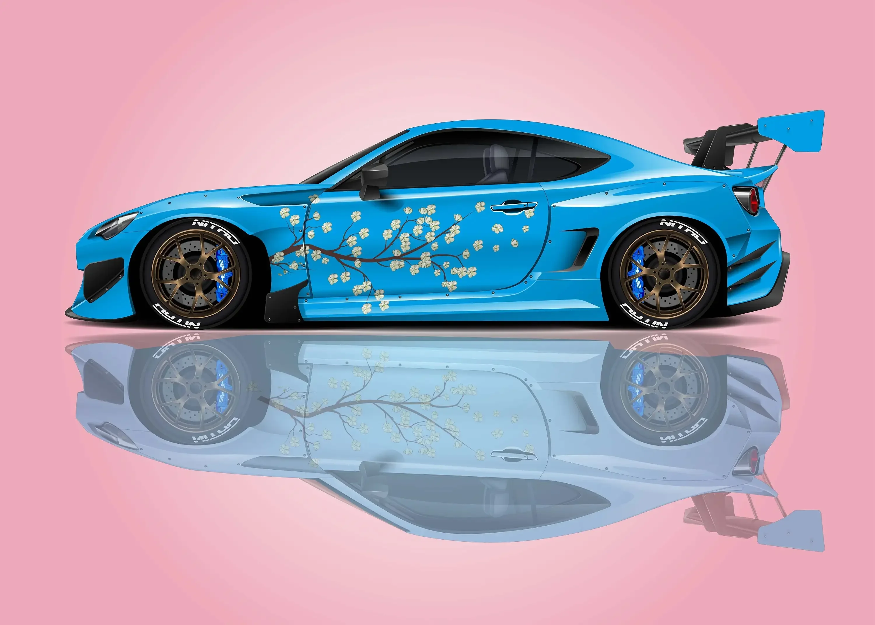 ملصق طويل شريطي لزهر الكرز من ساكورا ، ملصق سيارة جانبي ياباني ، حجم عالمي ، جرافيسكار مركبة كبيرة ، 2