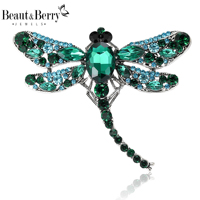 Beaut&Berry Classic Rhinestone Dragonfly Brooches for Women Unisex Insect Pins Casual Party Accessories Gifts Friends Decoration