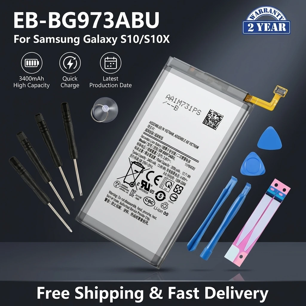 

EB-BG973ABU Replacement Battery Compatible for Samsung Galaxy S10 S10X SM-G9730 G973F G973U 3400mAh Safe Stable Long Lasting