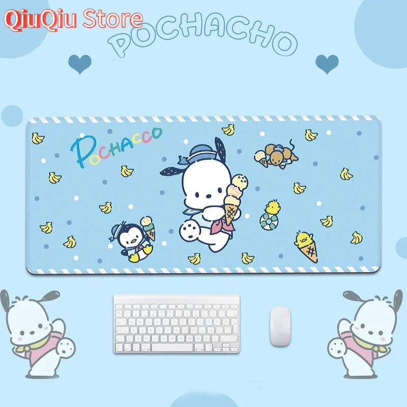 Kawaii Sanrio Pochacco Mouse Pad Tepi Meja Tebal Bantalan Anti Selip Dapat Dicuci Rajutan Rapat Tersedia Berbagai Ukuran