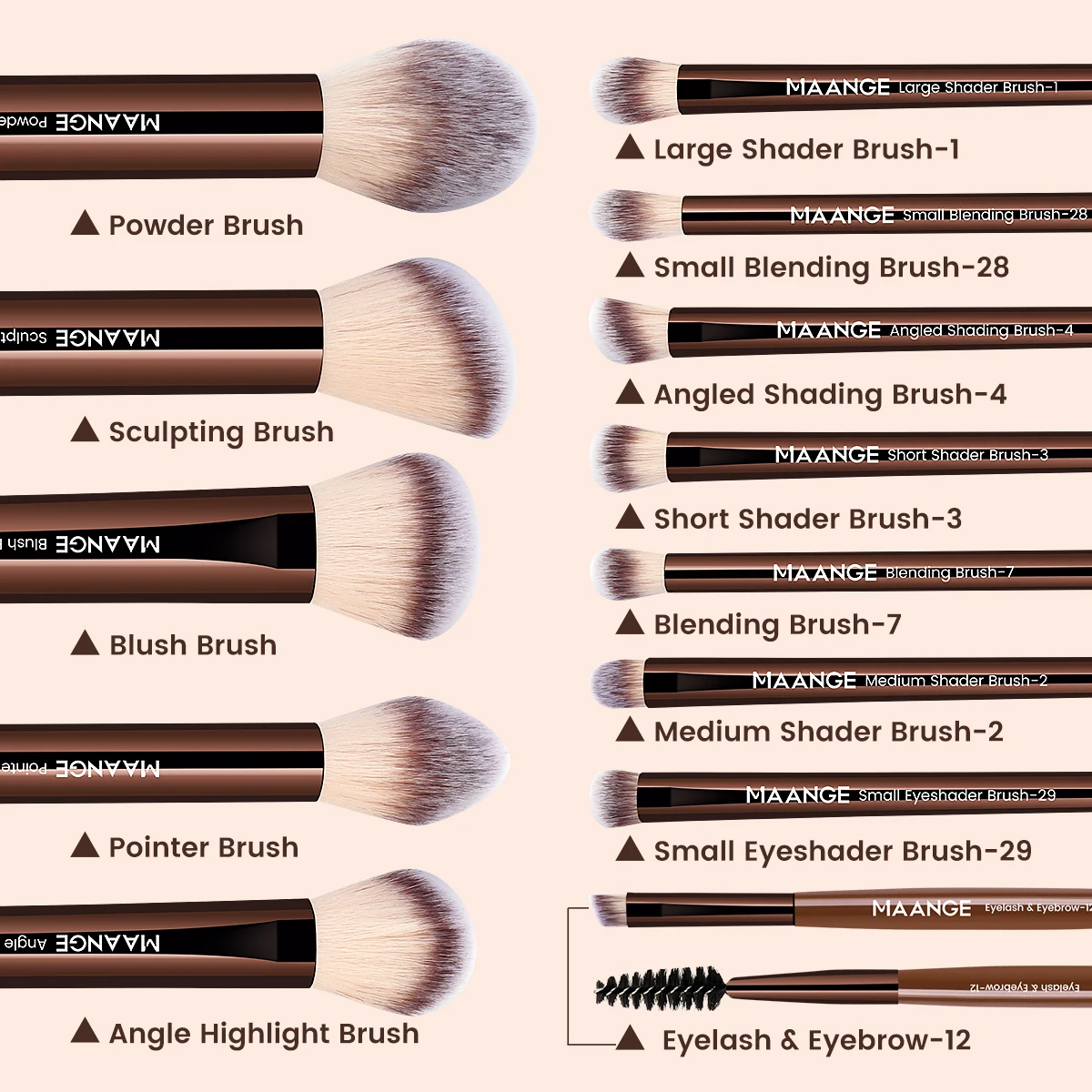 13-delige make-upborstelset Foundation Concealer Poeder Oogschaduw Blush Brush Kabuki Blending Cosmetische make-up Beauty Tool voor gezicht