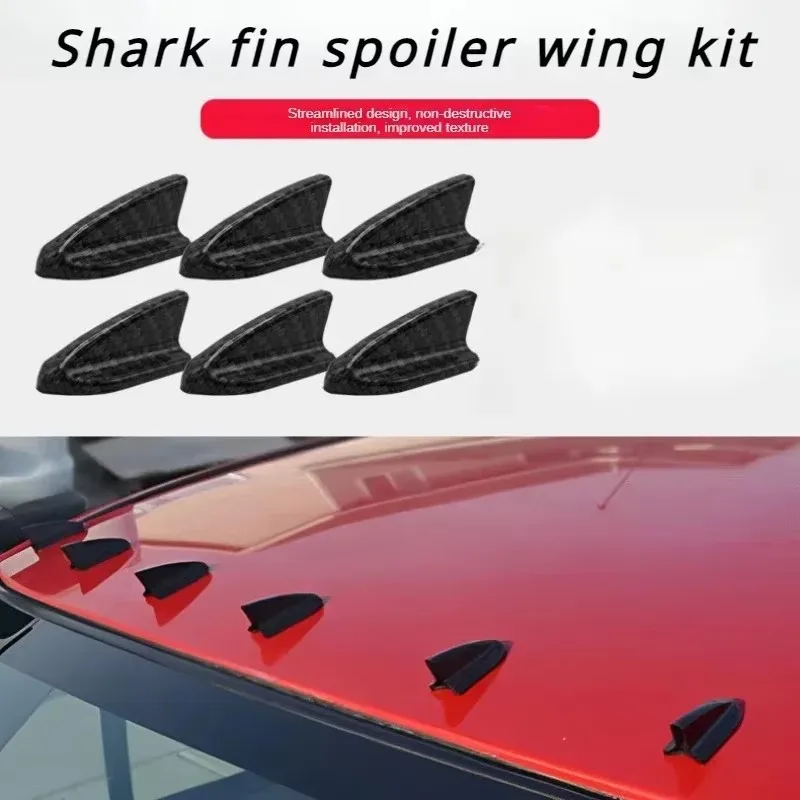 

MOBIDEA UV-Protected Weatherproof 6Pcs Black Car Roof Shark Fin Spoiler Wing Vortex Generator Kit