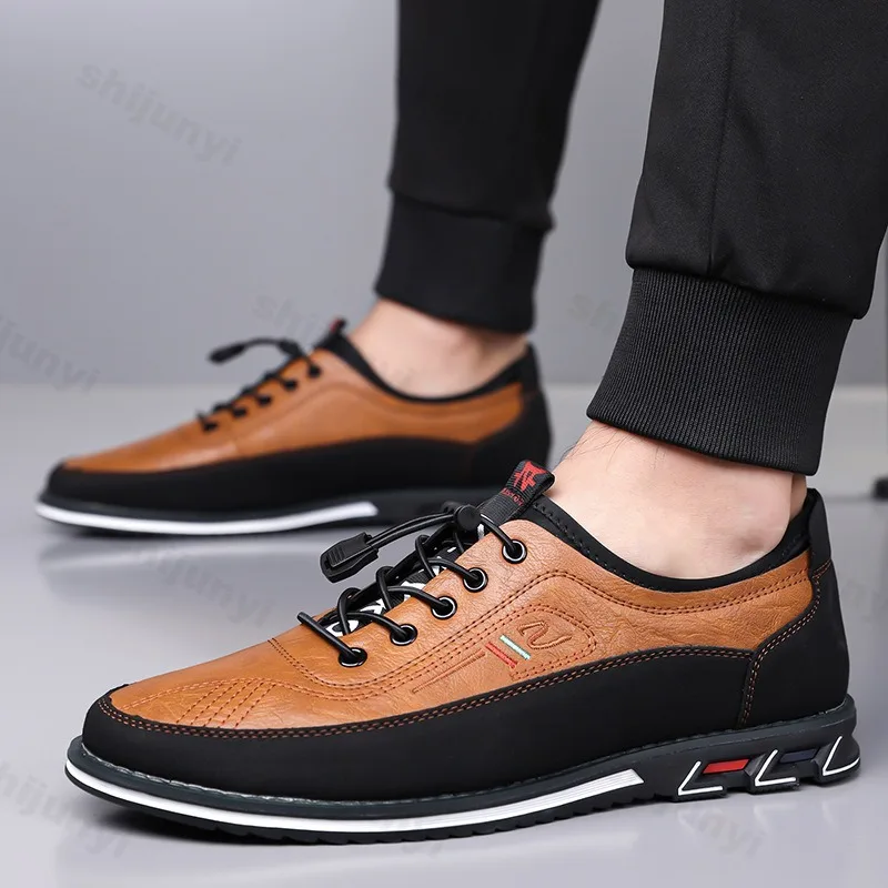 

Мужская обувь 2026, весенняя повседневная обувь из мягкой кожи, модная мужская спортивная обувь на мягкой подошве с эластичной лентой, размер 39-48, Zapatos Para Hombre