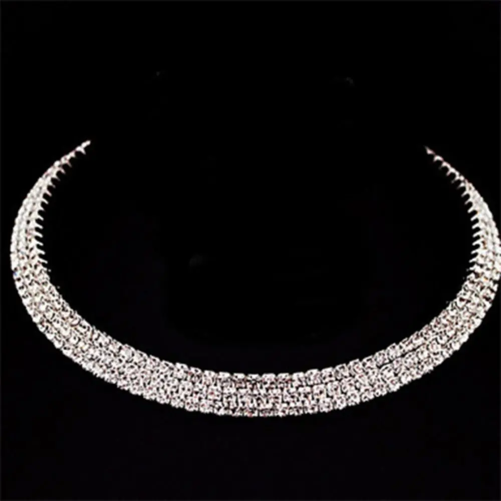 ドロップイヤリング ブライダルジュエリーセット 高級感あふれる輝くネックレス ブレスレット イヤリング リングセット ブレスレット 多層ラインストーンチョーカーネックレス