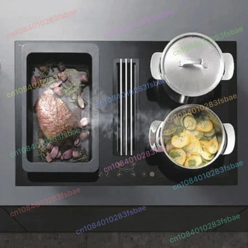 

Индукционная варочная панель из полированного черного стекла с 4 конфорками и вытяжкой Downdraft