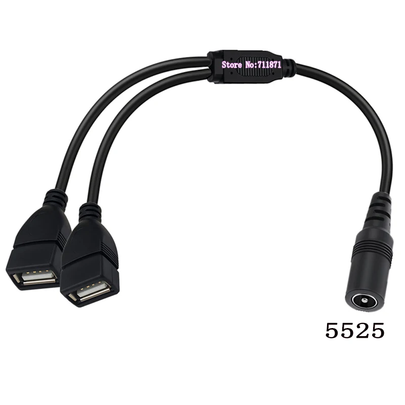 تيار مستمر 5521 5525 35135 Usb وصلة كابل الطاقة 5.5*2.1 5.5*2.5 3.5*1.35 أنثى إلى 2 اثنين مزدوج Usb أنثى تيار مستمر سلك خط الطاقة تيار مستمر 2 Usb F #6