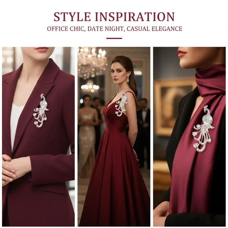 Elegant Women Peacock Brooch Pin For Dress Coat Delicate Crystal Jewelry Outfit Accessories Unique Fashion Gift For Events