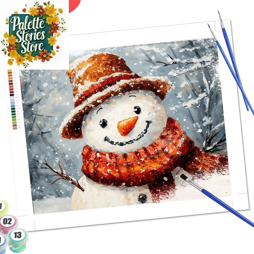 

Картина по номерам Снеговик мультфильм холст рисунок по номерам зимние рождественские подарки ручная роспись декор для дома безрамный