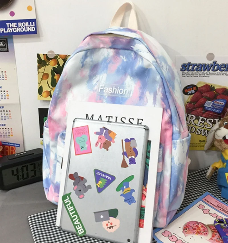 Mochila gradiente de gran capacidad para mujer, mochila ligera, mochila personalizada para estudiantes, regalo de apertura