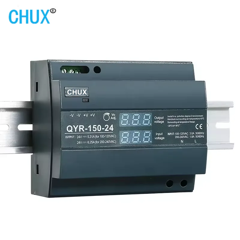 CHUX 150W Din Rail Type Digital Display Switching Power Supply 24V 48V DC QYR-150W SMPS Ultra Slim Step Shape LED Strip