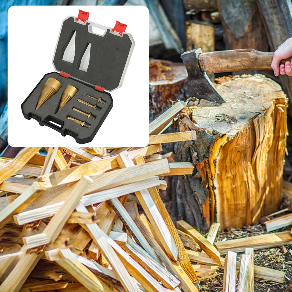 Firewood Drill Log Splitter Heavy Duty Wood Auger Drill Bit Set Removable Electric Log Splitter Drill Bit Wood Log Splitter