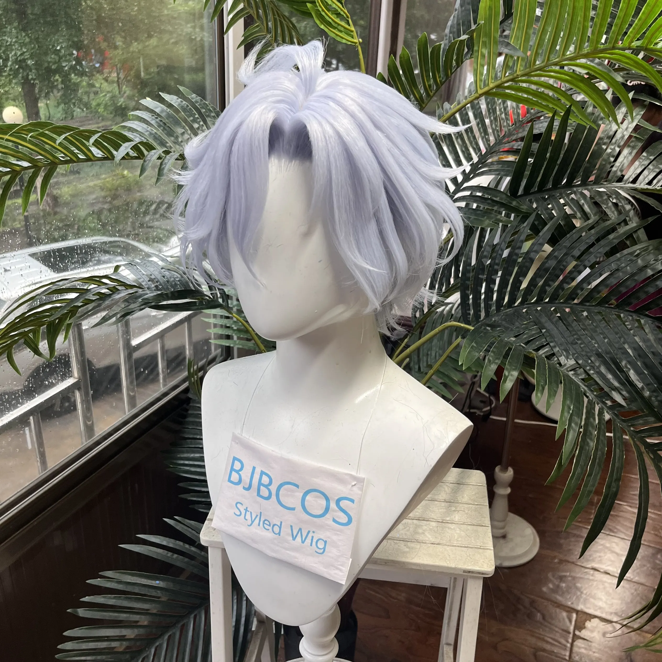 [Styled Wig]Mitya Cosplay Wig Game Genshin Impact Women Or Man Light Blue Short 33CM Hair Mitya Cosplay Hair Halloween Party view 2