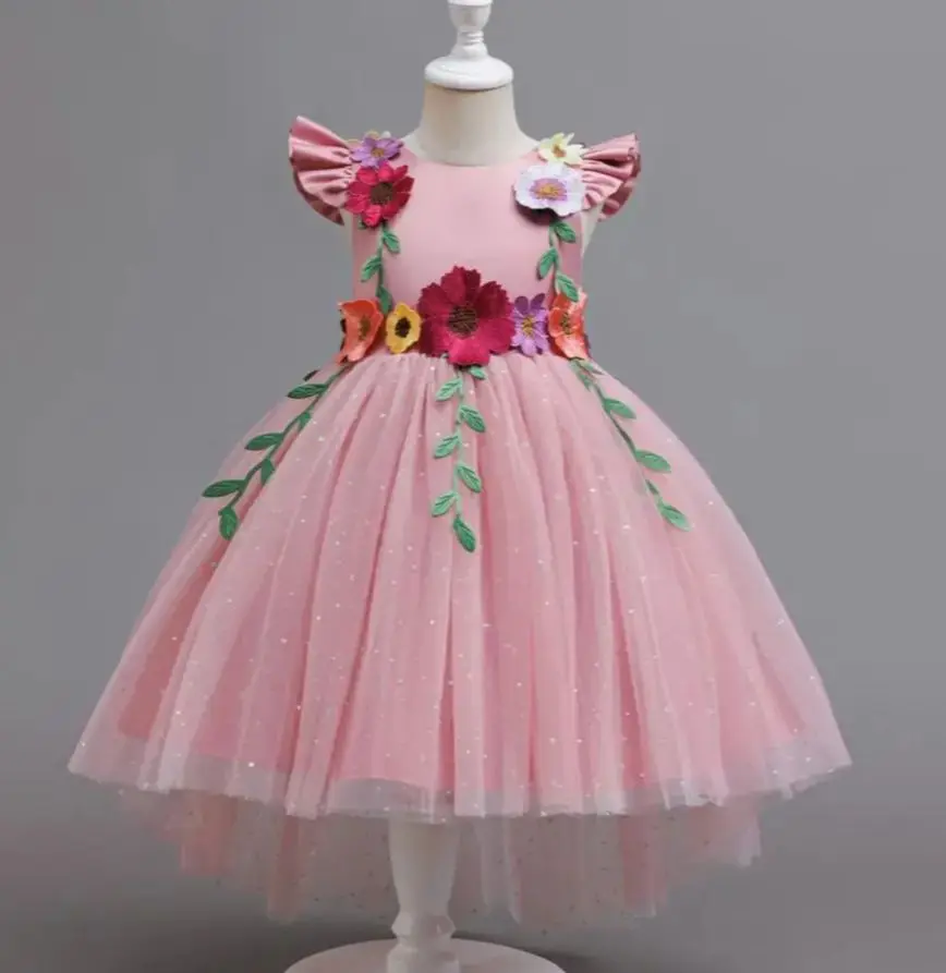 New Baby Girl Dress for Occasions Child Festive Dresses with Flowers Kid Clothes 6M- 4 Years