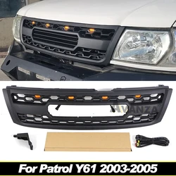 Grill with lights front bumper grille parts modification accessories Racing grill Fit For NISSAN Patrol Y61 2003 2004 2005