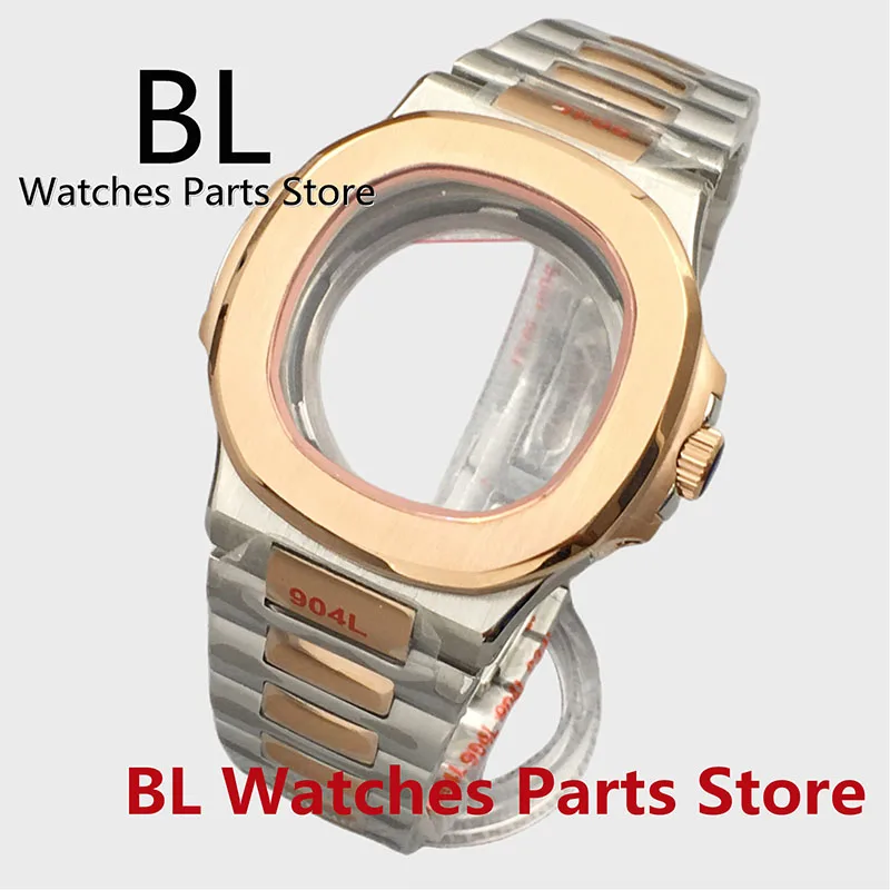 BL 40mm Two-tone Rose Gold Square Watch Case Sapphire Glass Fit NH35 NH36MIYOTA ETA 2824 DG PT5000 9015 Automatic Movement