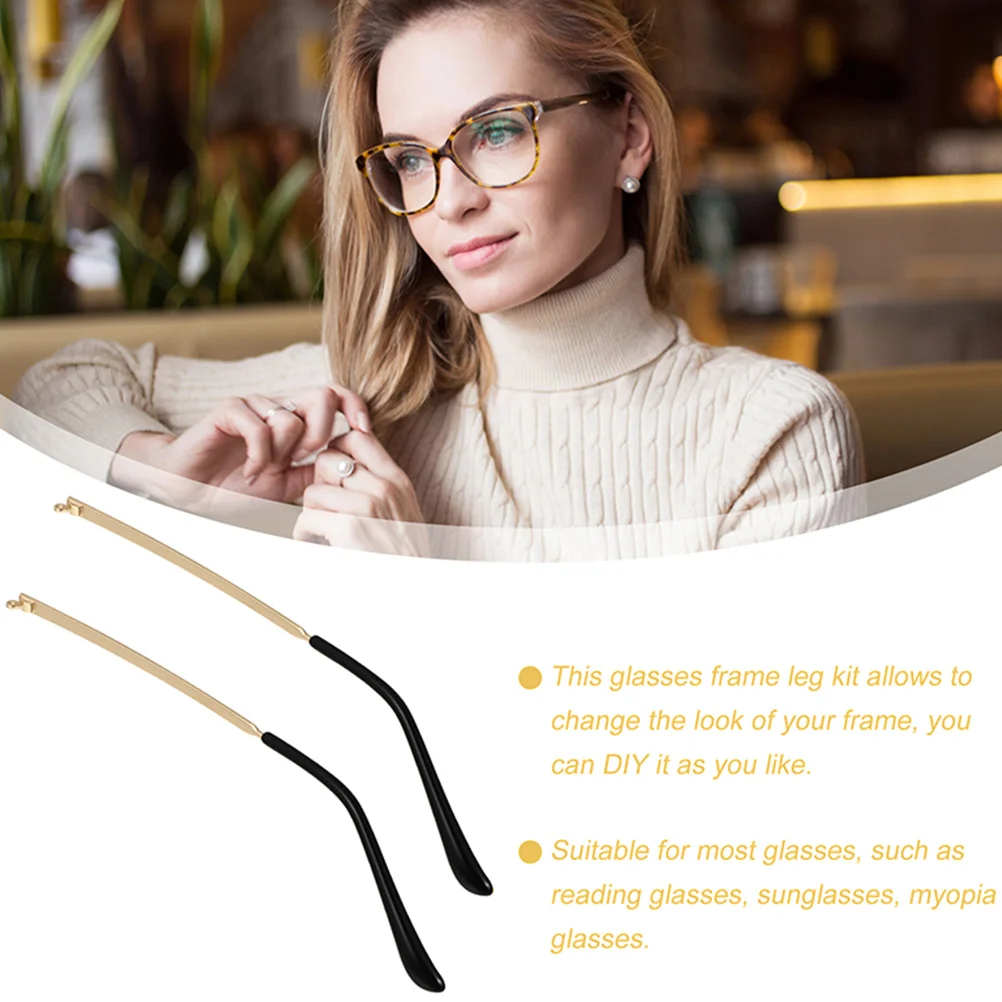 

2 Pairs Eyeglasses Arm Replacement Parts Glasses Repair Accessories Universal Design Comfortable Metal Sunglasses Reading Myopia