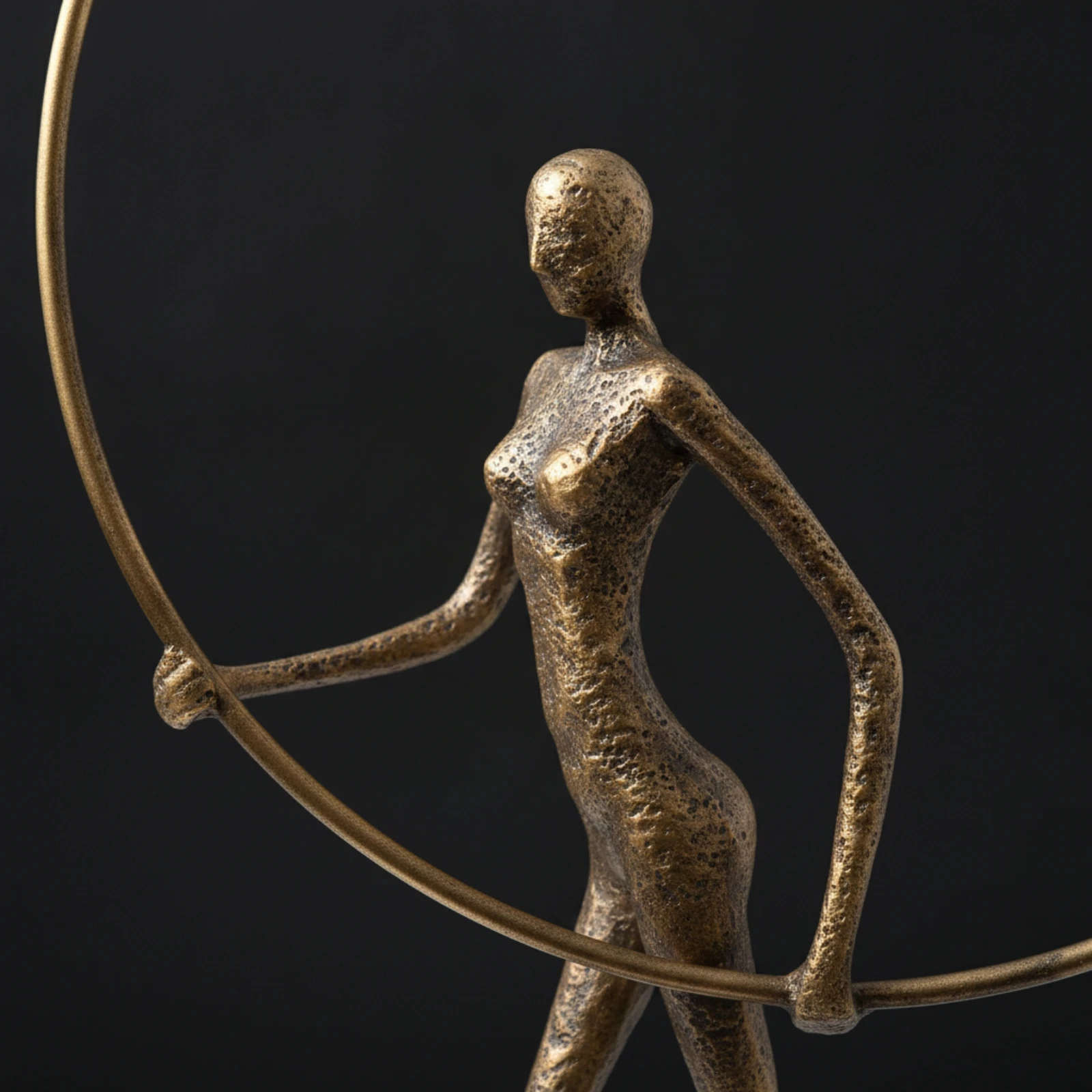 Metal Figurine with Marble Base Modern Decorative Object Accent Piece Slender Ornament Tall for Home Decorators, Living Room