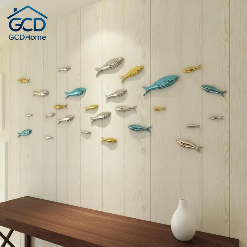 Wall Decoration Electroplating Simulation Fish Stone Pendant Stereo Wall Hanging Living Room Wall Pendant Background Decor