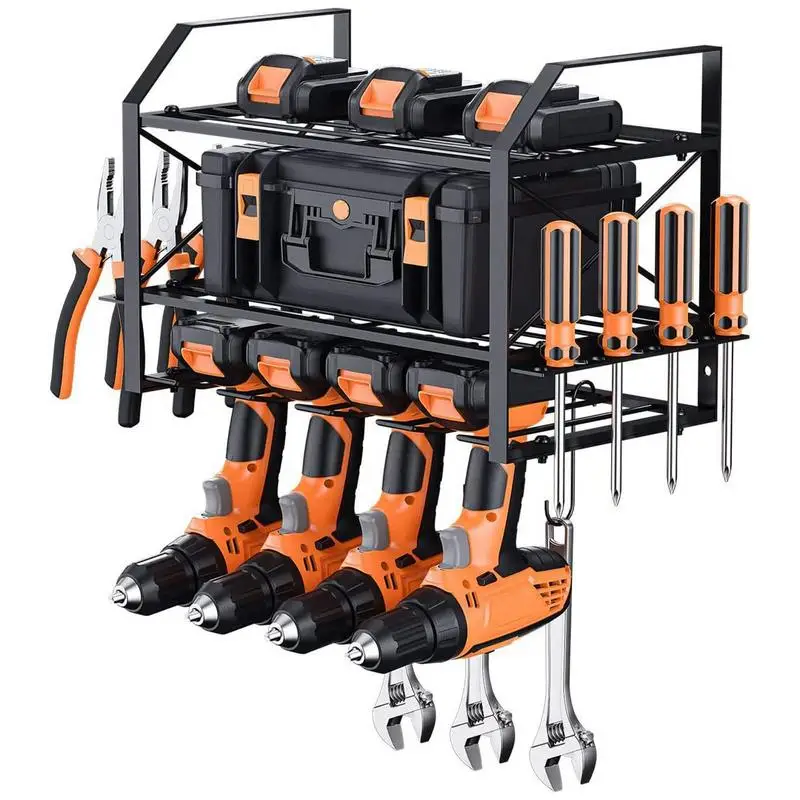 3 Layers Hand Power Tool Organizer Rack Wall Mount Workshop Garage Mobile Tool Shelf Heavy Duty Electric Drill Tool Holder