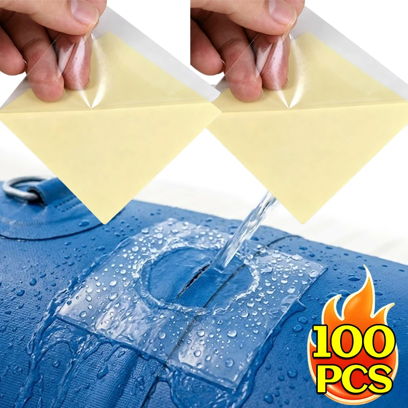 100/10PCS Waterproof Transparent Repair Sticker Inflatable Pool Tent Repair Sticker PVC Air Mattress Self-Adhesive Repair Tape
