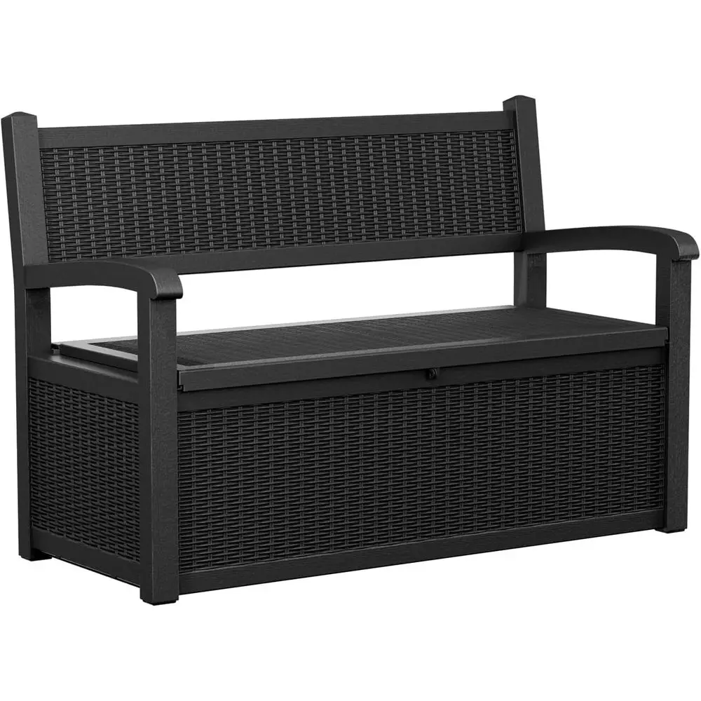 

80 Gallon Outdoor Storage Bench Deck Box Waterproof Lockable, Outdoor Storage Furniture or Patio, Garden and Porch, Tools and Cu
