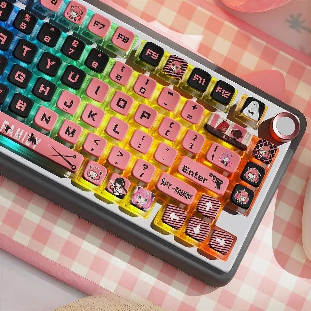 أغطية مفاتيح Spy x Family Anime، أغطية مفاتيح RGB PBT لامعة ذات 4 جوانب، ملف تعريف MSA قابل للتبديل السريع للوحة المفاتيح الميكانيكية