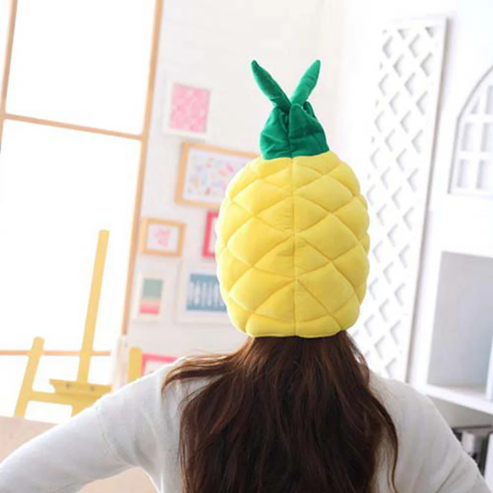 Pineapple Costume Kids Plush Hat Earflap Cute Novelty Headgear Party Selfie Props