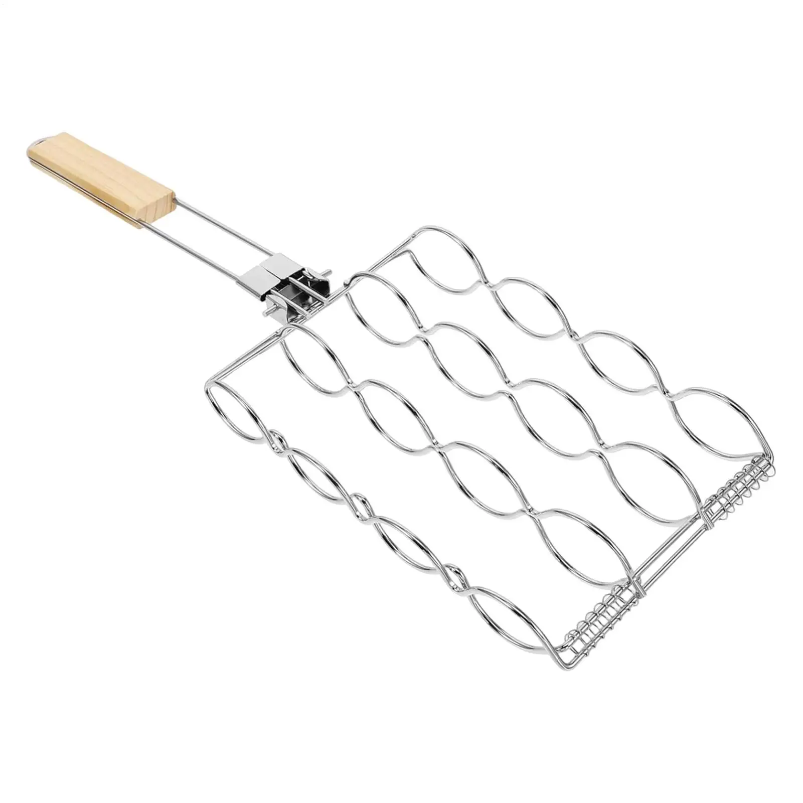 Outdoor Foldable Grilled Corn Clip BBQ Grill Tool Grill Net Clip Convenient Stainless Steel Hot Dog Grill Barbecue Clip