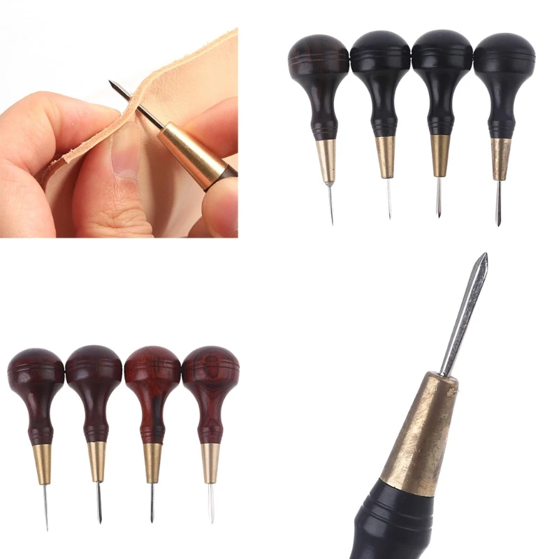 Handle Scratch Diamond Awl Tool, Leather Craft Cloth Pin Punching for Handmade Leather Reaming Cone Spacing M4YD