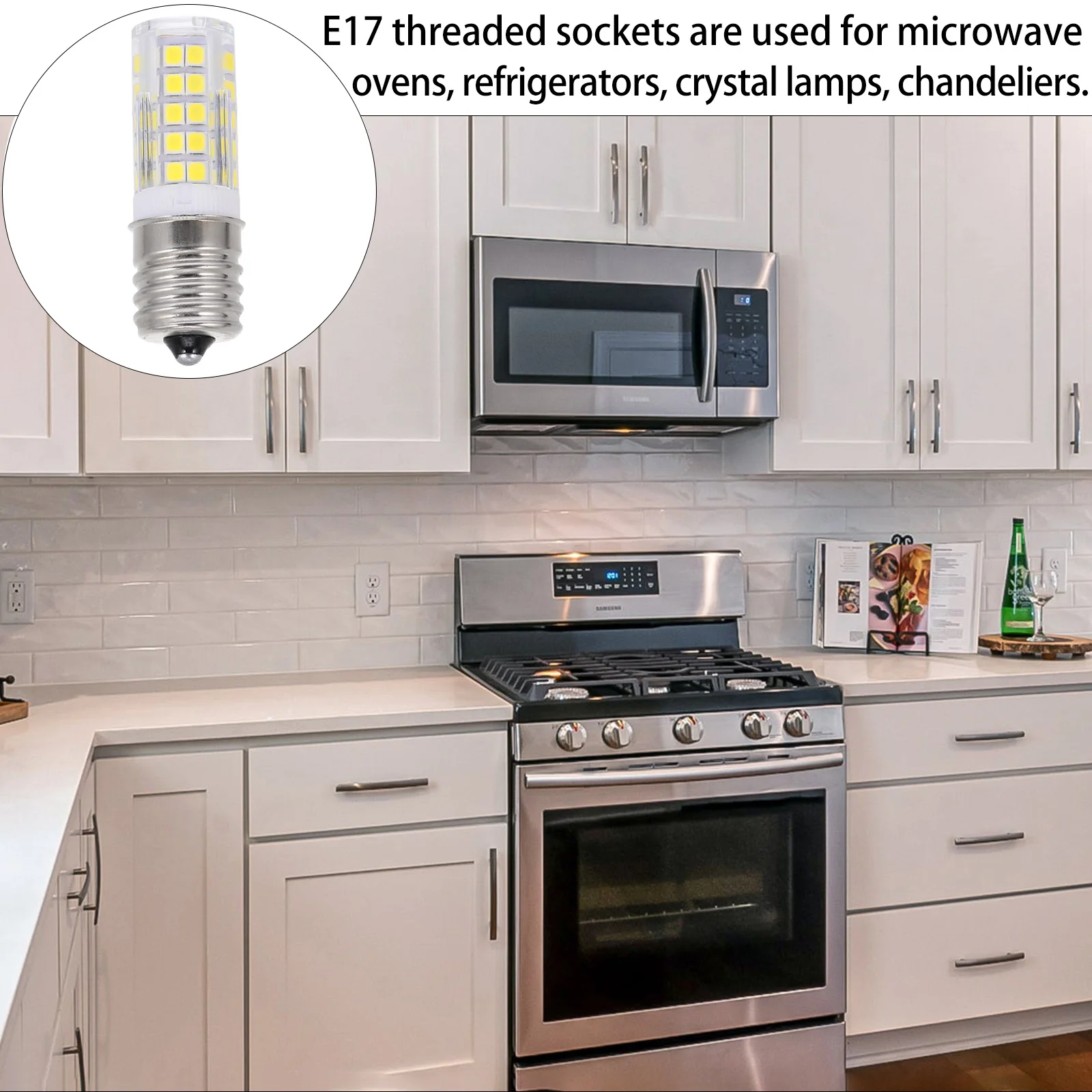 

2Pcs 64-LED 700lm E17 Dimmable Microwave Bulb Replacement LED Corn Light High-Quality Materials Safe Environmentally Friendly