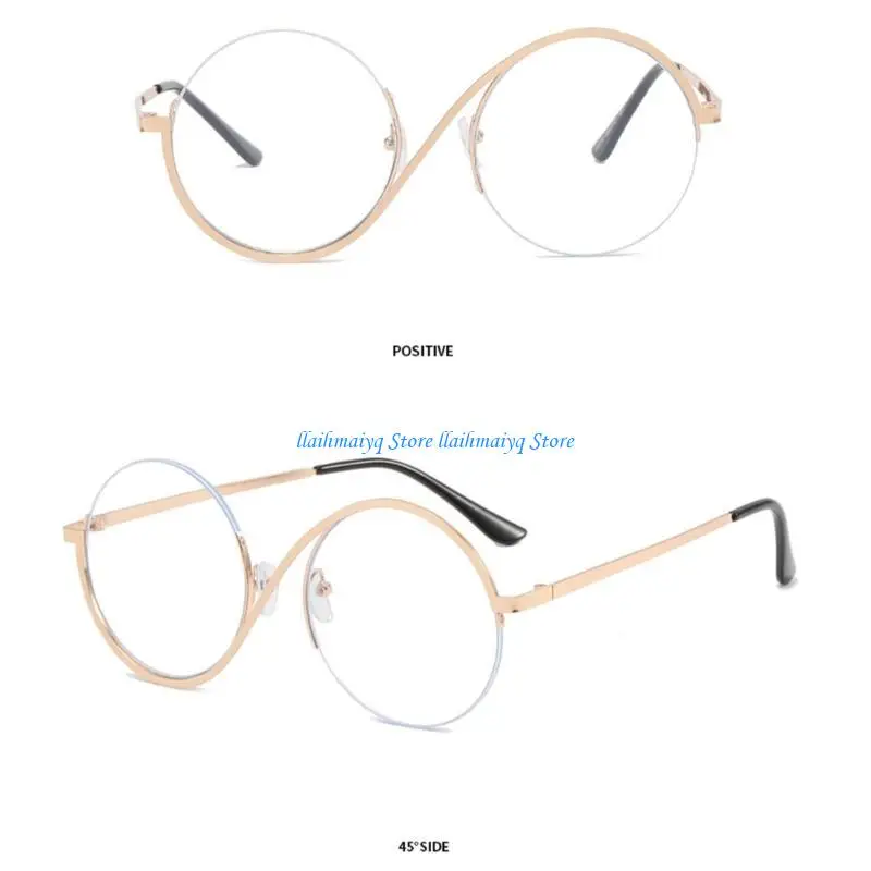 

573B Vintage Eyeglasses Blue Light Prevent Plain Lens Glasses Round S Frame Glasses