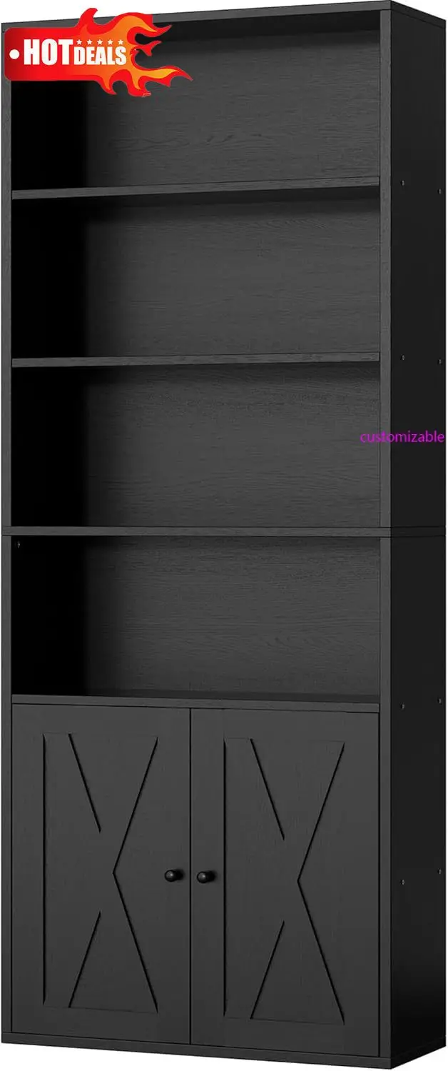 رف الكتب الساخنة، أرفف الكتب الصناعية وخزائن الكتب مع أبواب أرضية قائمة 6 أرفف تخزين عرض الرف 70.6 بوصة #1