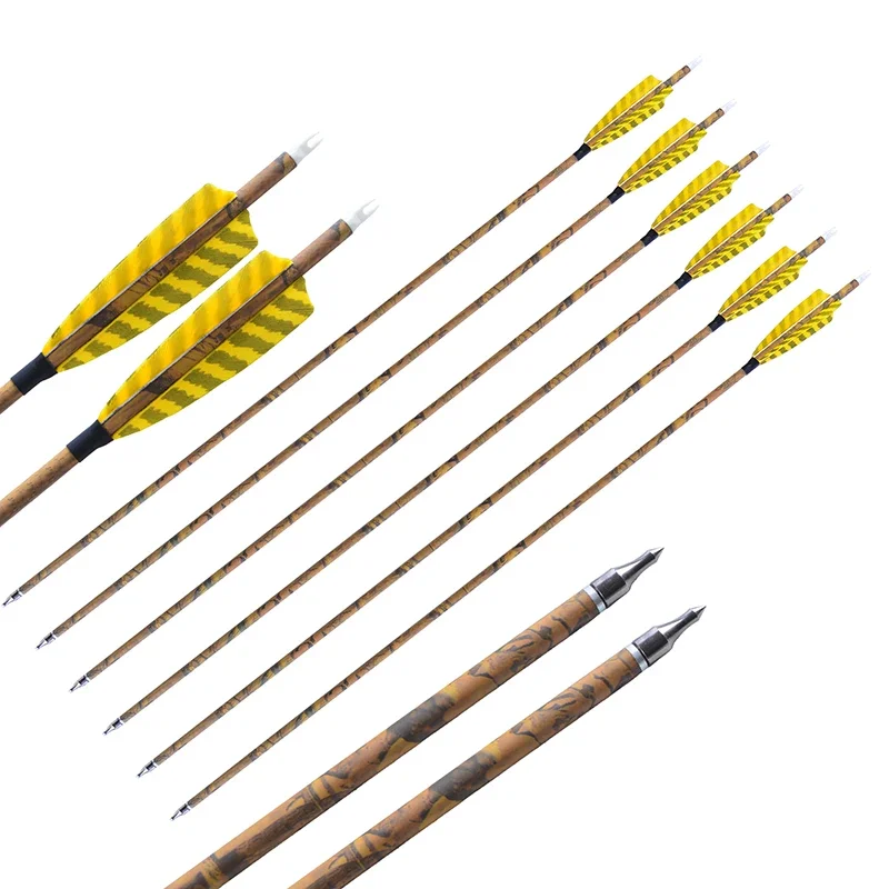 6/12pcs Archery Mixed Carbon Arrows 31.5