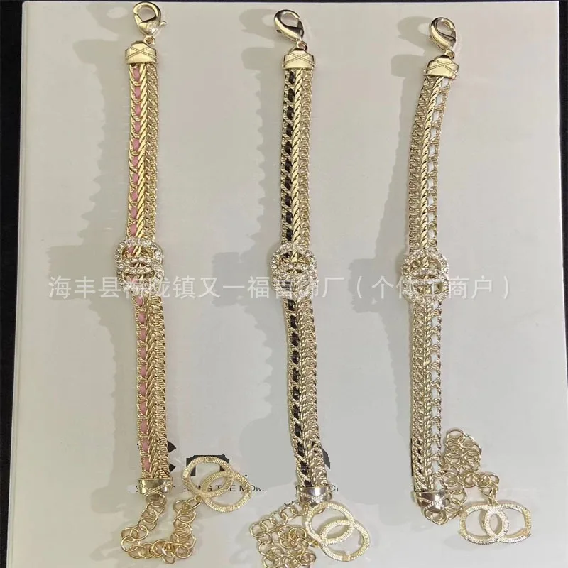 

Snake Bone Black and White Powder Wearing Leather Double C Bracelet Versatile Fashionable Temperament High-end Jewelry Women