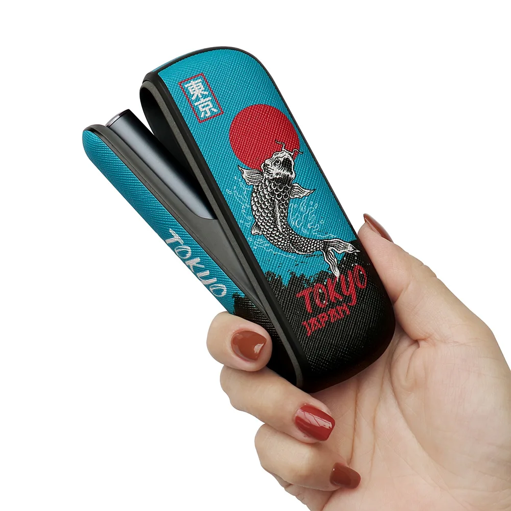 PU Leather Case for IQOS ILUMA with Door Cover Full Protection Painted Tiger Carp Replaceable Cover for IQOS 4 ILUMA Soft Shell