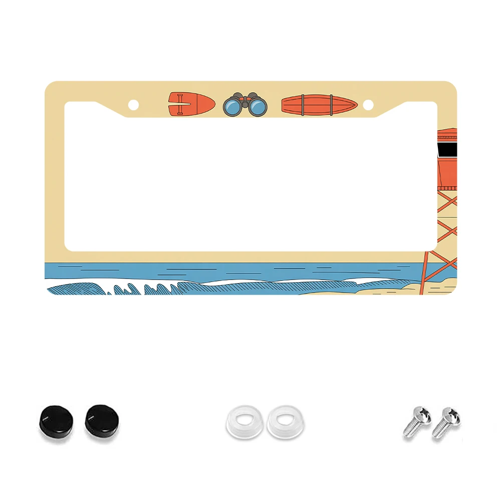 

1 шт., оранжевый спасательный круг в стиле ретро, рамка номерного знака с 2 отверстиями, алюминиевый материал, 6x12 дюймов с набором винтов, забавный автомобиль