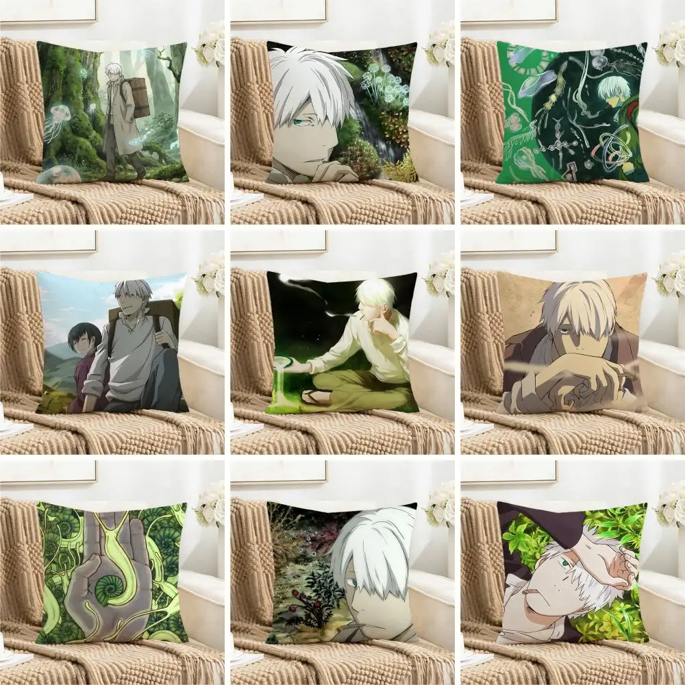 Mystical Japan Anime Casual M-Mushishi Cushion Cover Washable Faux Linen for Daily Use Sofa Home Room lightweight Decor