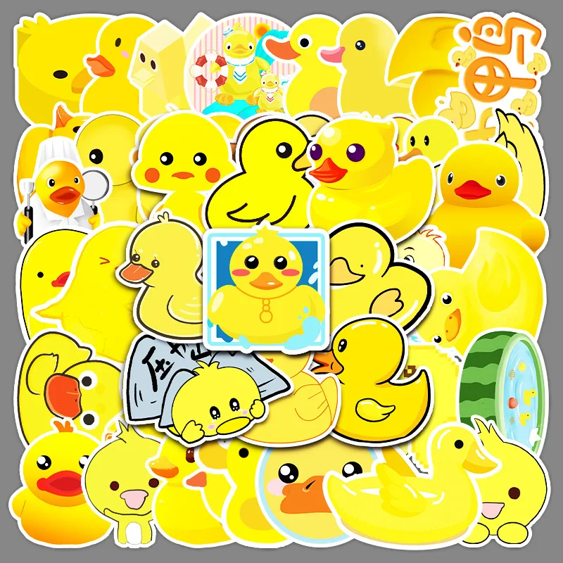 10/30/50PCS Jaune Canard Graffiti Autocollants Dessin Animé Autocollants Imperméables Planche À Roulettes Valise Autocollants Décoratifs En Gros