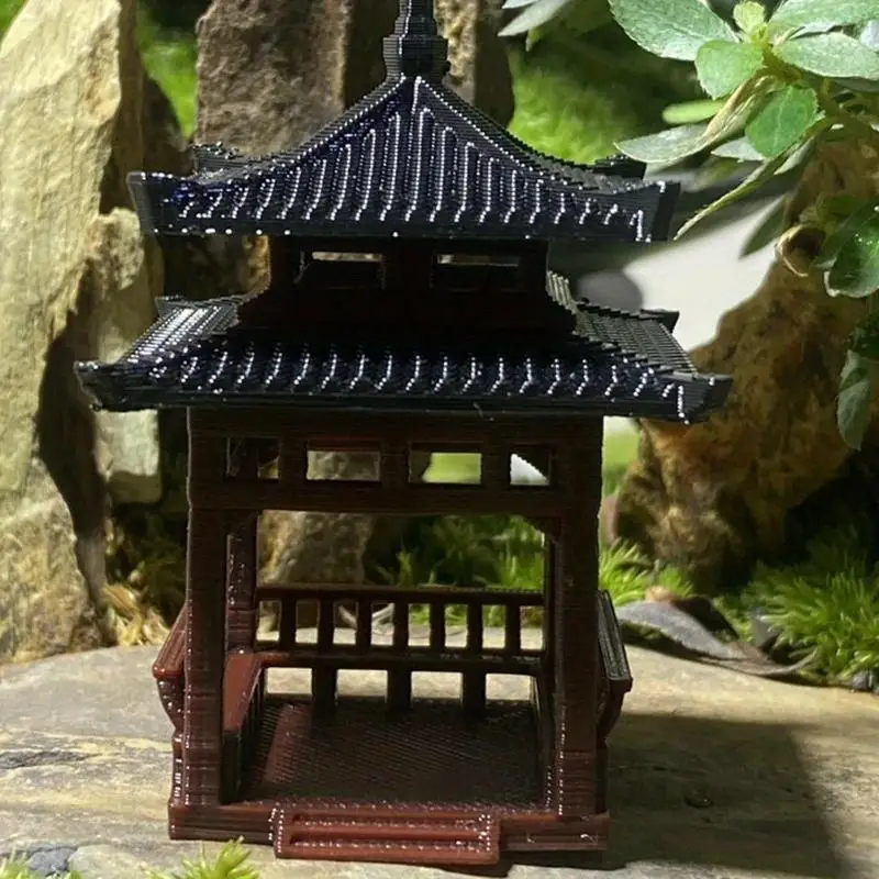 1pcs Bonsai Micro Landscaping Courtyard Ancient Architecture Model Square Gazebo Small Ornament Study Wigwam Land Water