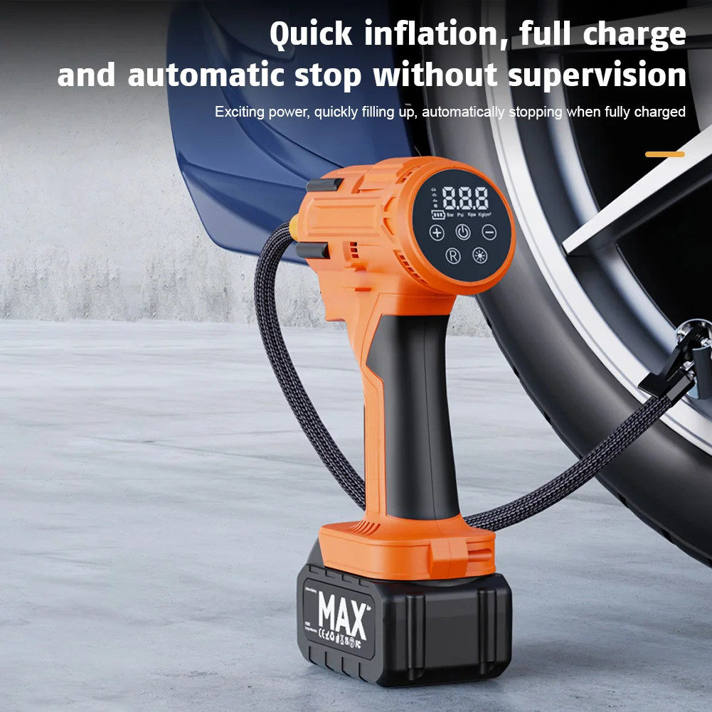 

120W 150PSI Tire Inflator Portable Air Compressor Electric Cordless Air Pump Inflation Tire Pump with LCD Screen Pressure Gauges