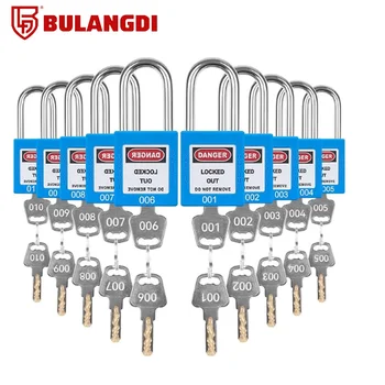 10pcs Lockout/Tagout Steel Industrial Seguridad Safety Padlock Red Yellow Green Black Blue Mini Lockout Padlock with 2 Keys